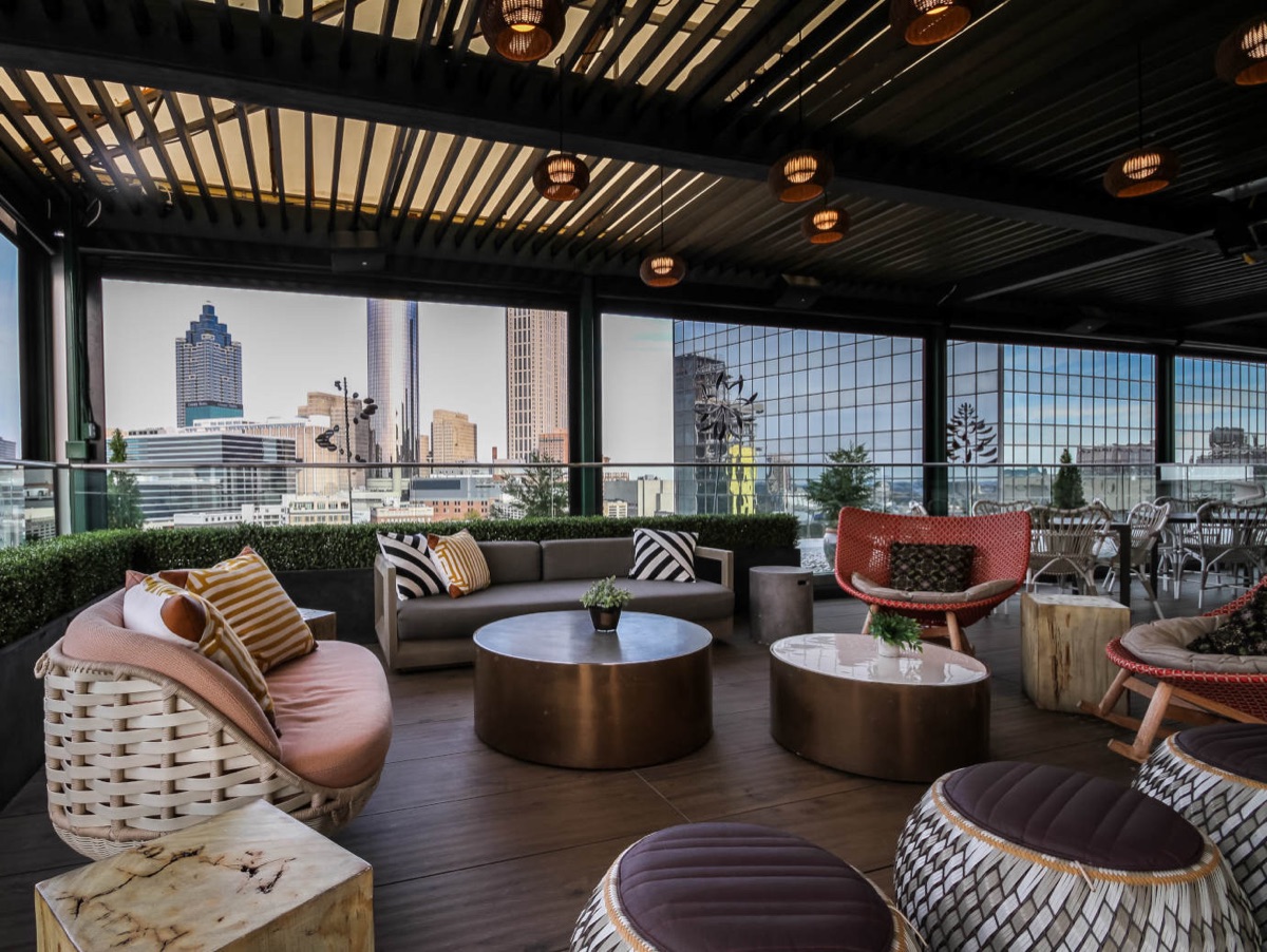 Lounge seating with city views